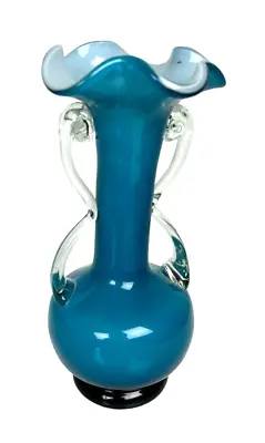 Buy Vintage Italian Hand Blown Vase Turquoise 6.5  Tall • 17.03£
