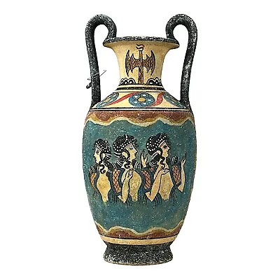 Buy Minoan Vase Pottery Painting Blue Ladies Ancient Greek Crete Ceramic Knossos • 108.87£