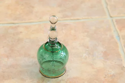 Buy Vintage Green Glass Ornamental Hand Bell & Gold Decoration 5.5  14cm Tall • 5.50£