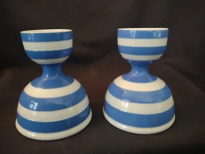 Buy Pair Of T.G. Green Vintage Cornishware Blue & White Egg Cups • 35.08£