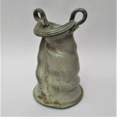 Buy Dick Lehman (USA) Studio Pottery Wood Fired Stoneware Sack Vase Ash Glaze, C1995 • 130£