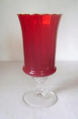 Buy Superb Vintage Ruby Red Glass Goblet Vase 26 Cm High • 15£