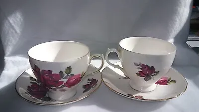 Buy Queen Anne Ridgway Potteries  2 Sets Of  Tea Cup/saucer Vtg Roses Numbered • 14.41£
