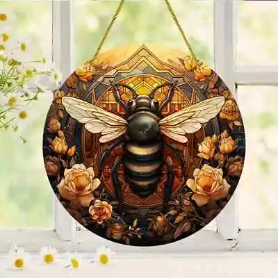 Buy Bee Design Suncatcher Stained Glass Effect Home Decor Christmas Gift • 6.95£