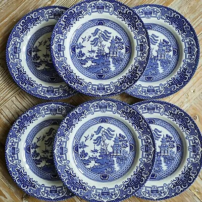Buy 6x Vintage English Ironstone Tableware Old Willow Side Plates  • 35£
