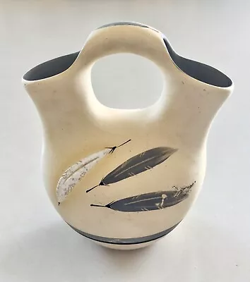 Buy Pottery Wedding Vase 35 Grey Feather Design Vintage • 14.48£