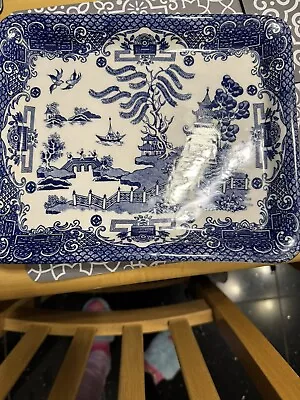 Buy Blue Willow China Square Serving Platter 10 Inch • 20£