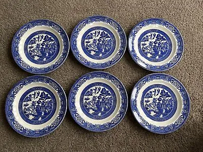 Buy Set Of 6 Woods Ware Willow Pattern Side Plates 8” • 9.99£