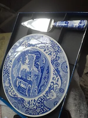 Buy Spode Blue Room Collection Cake Plate  Castle Ruin' Design Perfect & Cake Slice • 20£