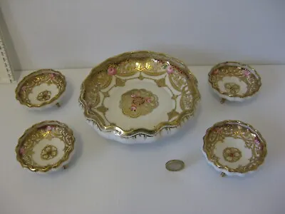 Buy Rare Vintage Noritake Rc Nippon Gold Jewelled And Roses  Set Footed Dishes • 149.99£