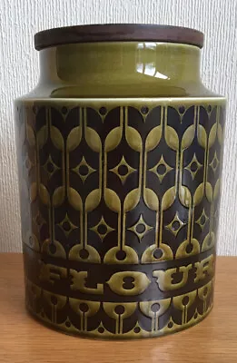 Buy Hornsea Vintage Heirloom Green Large Flour Storage Jar 1974 With Wooden Lid • 21£
