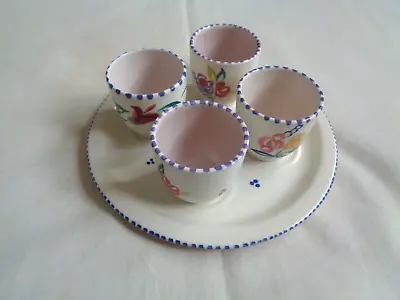 Buy Poole Pottery Egg Cup Plate & 4 Egg Cups - 1970s • 10£