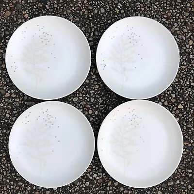 Buy Set Of 4 HTF Thomas O'Brien Snow Leaf Ivory Dinner Plate Gold Leaf Stars 10 3/4” • 61.64£