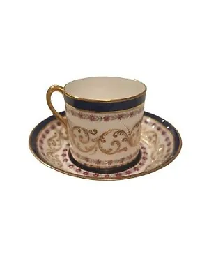 Buy Elegant Cauldon China Coffee Can & Saucer Duo - Royal Blue & Gilt • 16£