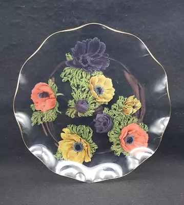 Buy Vintage CHANCE Glass Anemone Pattern Plate With Gold Fluted Edge, Very Retro. • 8.50£