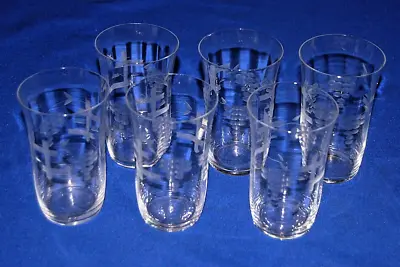 Buy Vintage Set 6 Grape Pattern Cut Glass Tumbler Glasses, 11.5cms • 24.99£