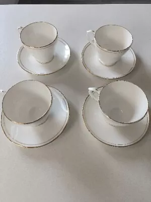 Buy Duchess ASCOT:  4 X Gold & White Cups And Saucers - VGC • 8.98£