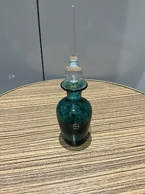 Buy Decorative Art Glass Perfume Bottle “ T V G “ Blue Green Clear Topper  • 19.99£