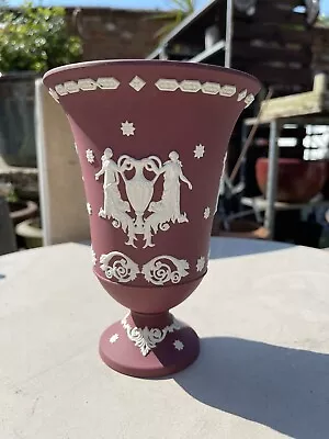 Buy Rare Antique Wedgwood Crimson / Wine Jasperware Footed Vase • 450£