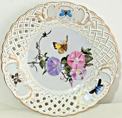 Buy Antique China Plate Signed M M D Dresden C1884 Victorian Butterflies Flowers • 25£