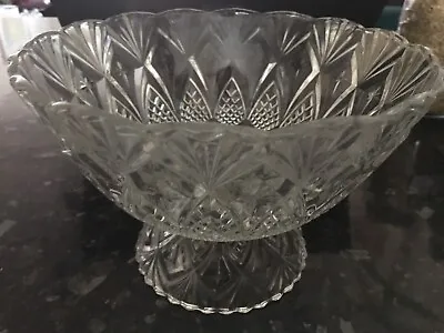 Buy Vintage Glass Trifle Fruit Bowl Cut Glass Pattern • 18.99£