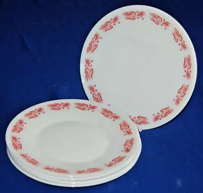Buy Vintage Pyrex Set 5 Red Wheatsheaf Dinner Plates, 10  Diameter, • 24.99£
