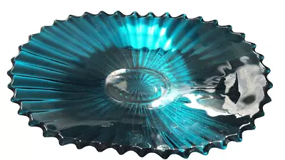 Buy Bowl Dish Sowerby Teal Blue Glass Fluted Fruit 1950’s To 60' FREE POSTAGE • 35£