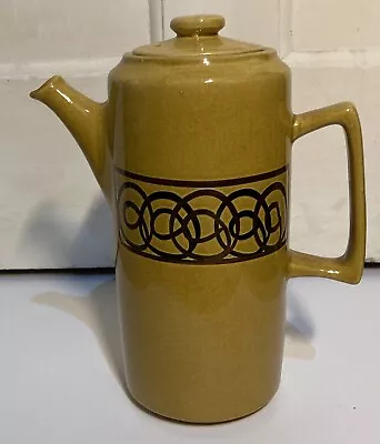 Buy 1970s Brixham Devon Studio Pottery Swirl Design Coffee Pot. Mustard And Black • 18£
