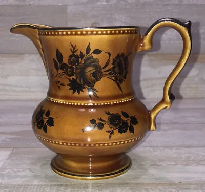Buy LORD NELSON Pitcher Amber Sienna Brown Floral Ceramic Vintage England Pottery • 6.63£