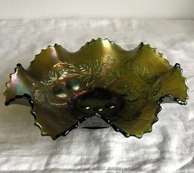 Buy Beautiful Northwood Carnival Art Glass Three Fruit Bowl, Vintage Glassware. • 18£