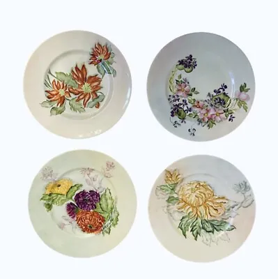 Buy Set 4 BHS Limoges Porcelain France Hand Painted Dinner Plates 10” Signed • 188.80£
