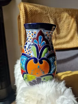 Buy Talavera Mexican Pottery Style Clay Floral Vase Handmade Painted • 49.99£