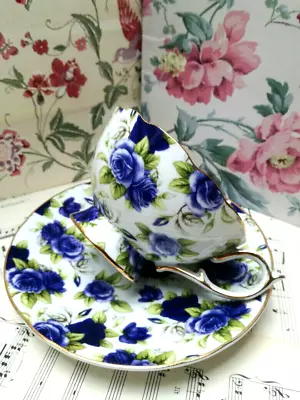 Buy Vintage Lord Nelson Ware China Chintz Duo -blue Roses Chintz Cup And Saucer • 20£