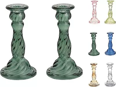 Buy Glass Candle Holder Colored Taper Candlestick Holders Decorative Candle Sticks • 22.52£
