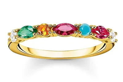 Buy THOMAS SABO Women's Jewelry Ring Colored Stones Gold Plated TR2341-488-7 • 81.82£