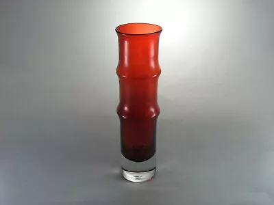 Buy Vintage Swedish Aseda Bo Borgstrom Red Bamboo Vase 19cm Tall • 21£