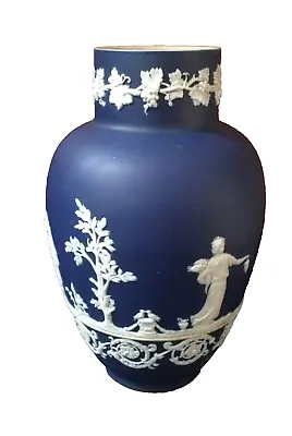 Buy Antique Adams Dark Blue Jasper Style Heavy Vase • 25£