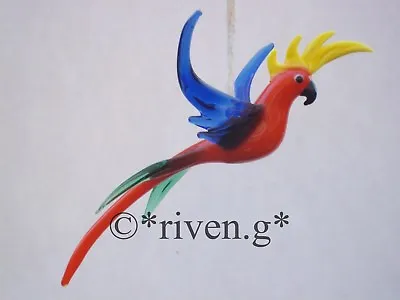 Buy PARROT FIGURINE@FEATHERED CRESTED Glass BIRD@TROPICAL WINGED PET MURANO BIRD  • 11.99£