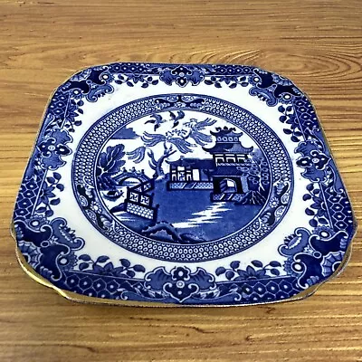 Buy Burleigh Ware Willow Design Square Plate 5 Inch • 7£