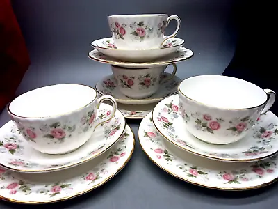 Buy Minton English Fine Bone China 4 Trios Cups SAucers Plates Spring Bouquet • 26.50£