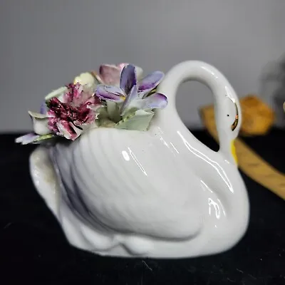 Buy Vintage Royal Adderley Bone China Swan And Flowers • 9.49£