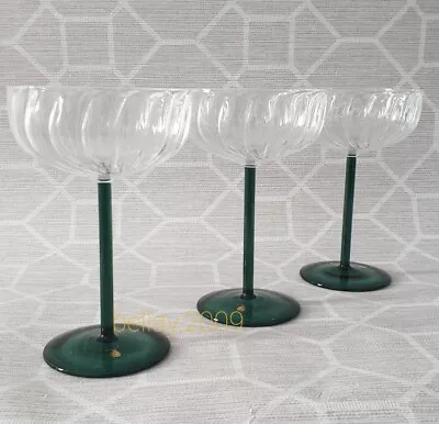 Buy Bundleberry - Amanda Holden Set Of 3 Fluted Coupe Champagne Glasses Green/White • 17.75£