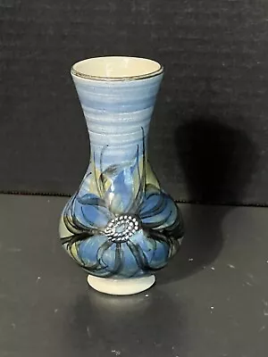 Buy 1971 Vtg. Alvingham Pottery England Hand Painted Blue / Black Flower Vase 4 3/4” • 30.69£