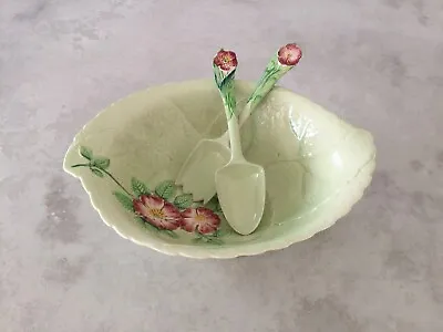 Buy Vintage CARLTON WARE Green Floral Footed Bowl & Salad Servers • 19.99£