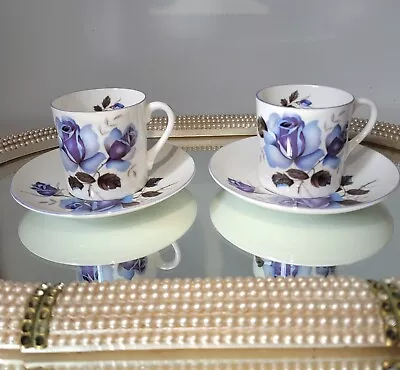 Buy Vintage RARE🐚 Shelley 🐚 Blue Rose Tea Cup & Saucer Set Fine Bone English China • 40.89£