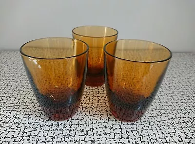 Buy 60s 70s Vintage Retro Kitsch Set Amber Drinking Glasses Tumblers Mid Century MCM • 18£