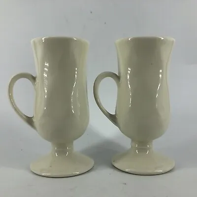 Buy Vintage Hall Pottery Irish Coffee Mugs Cups Cream Beige Pair Made In USA • 6.66£