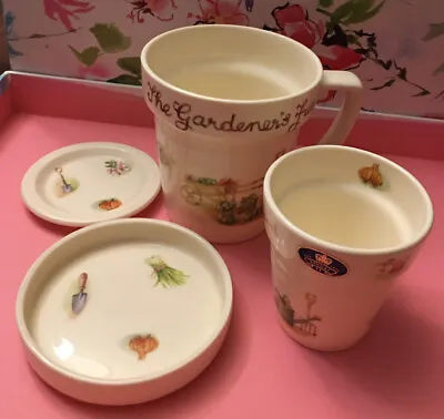 Buy Mug Set 4 Pieces Aynsley Fine Bone China Edwardian Kitchen Gardener’s Friend Vgc • 15.99£