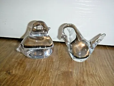 Buy 2 Wedgwood Art Glass (Clear) Small Bird Paperweights Or Ornaments ~ 1970's • 9.99£