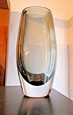 Buy Stylish Large Smoke-Grey Vase, Sven Palmqvist, Orrefors, Sweden C1955 • 65£